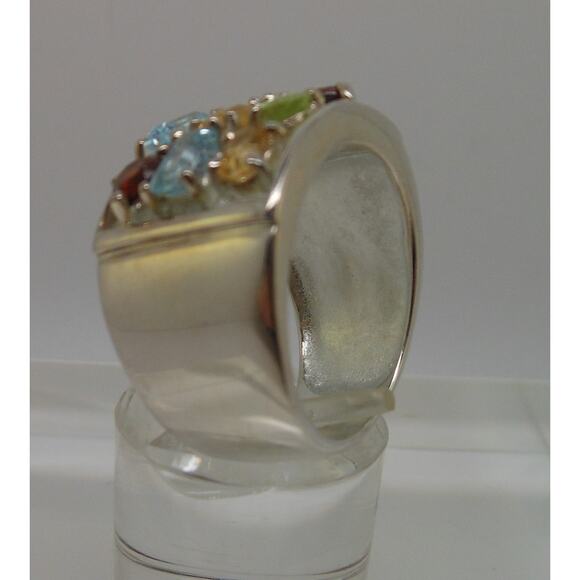 Vintage Gemstone Sterling Silver Ring Size 7 1990's Garnet Citrine Topaz Peridot - Picture 12 of 12